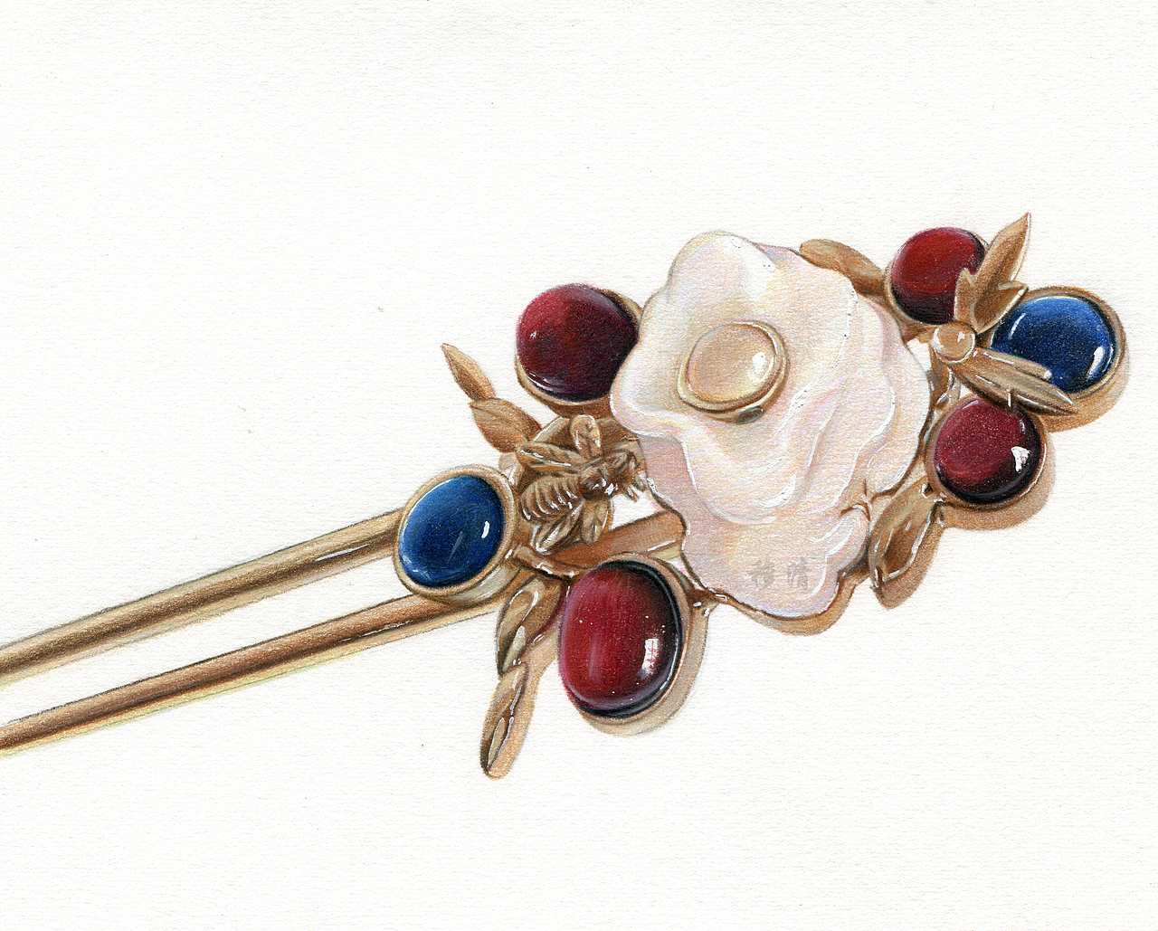 分享中秋肉末豆腐标签首饰古风手绘彩铅插画作品信息创作时间2018/09