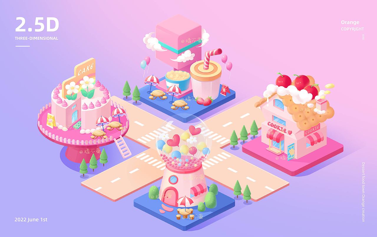 2.5D 美食小镇（图ZMzAzNDE2OTIw） - APP界面 - 站酷设计师橘不重原创素材 - 站酷ZCOOL