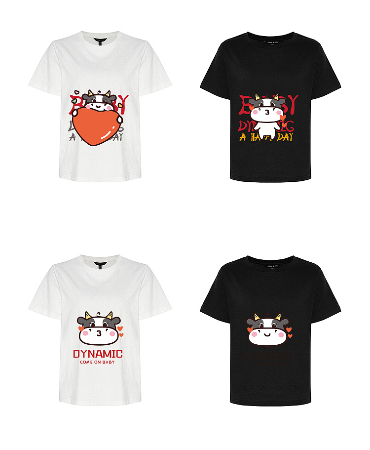 阿茹插画原创手绘衣服T恤印花牛图案转印烫画贴定制