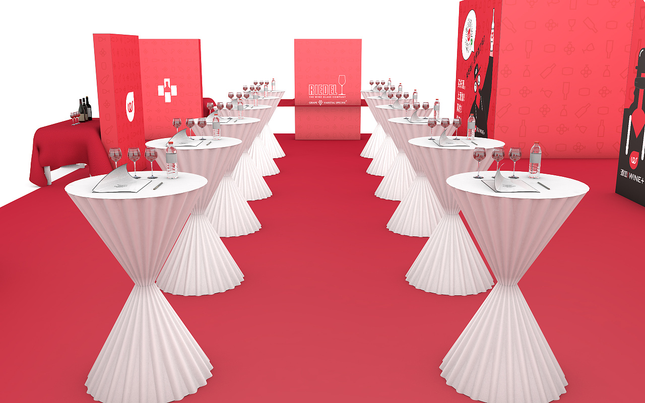 葡萄酒盲品现场布置3d效果图