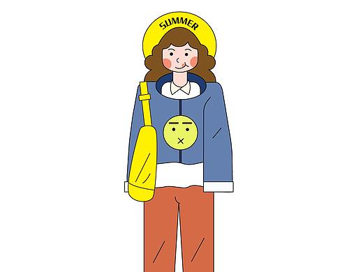 扁平插画 小女孩（个人主页-ZNTUwNjE4MTY=） - 商业插画 - 站酷设计师阿泽同学_原创素材 - 站酷ZCOOL
