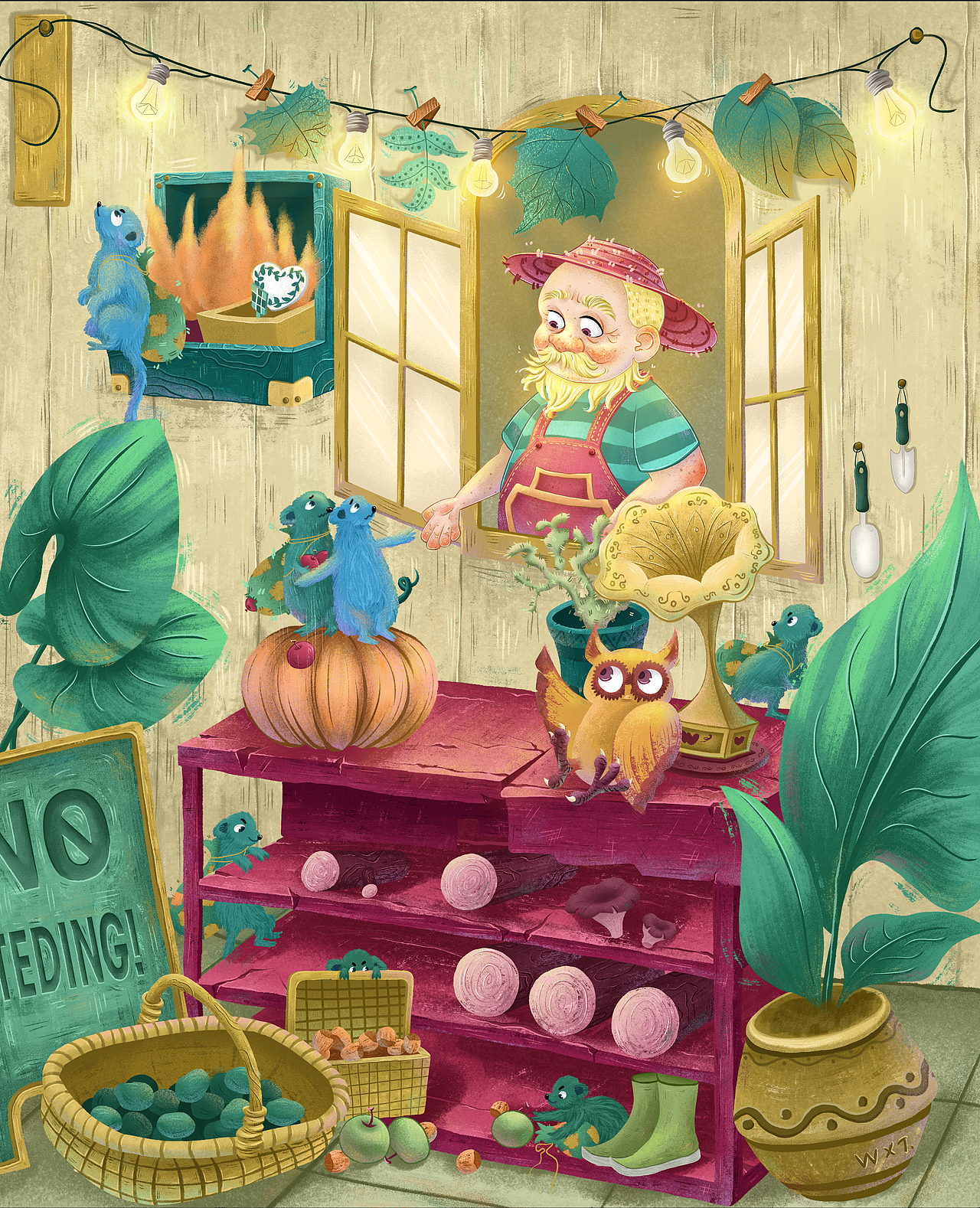 原创儿插《爷爷的后院》（图ZMzA1OTgwMTky） - 儿童插画 - 站酷设计师愤怒的蕨根菜原创素材 - 站酷ZCOOL