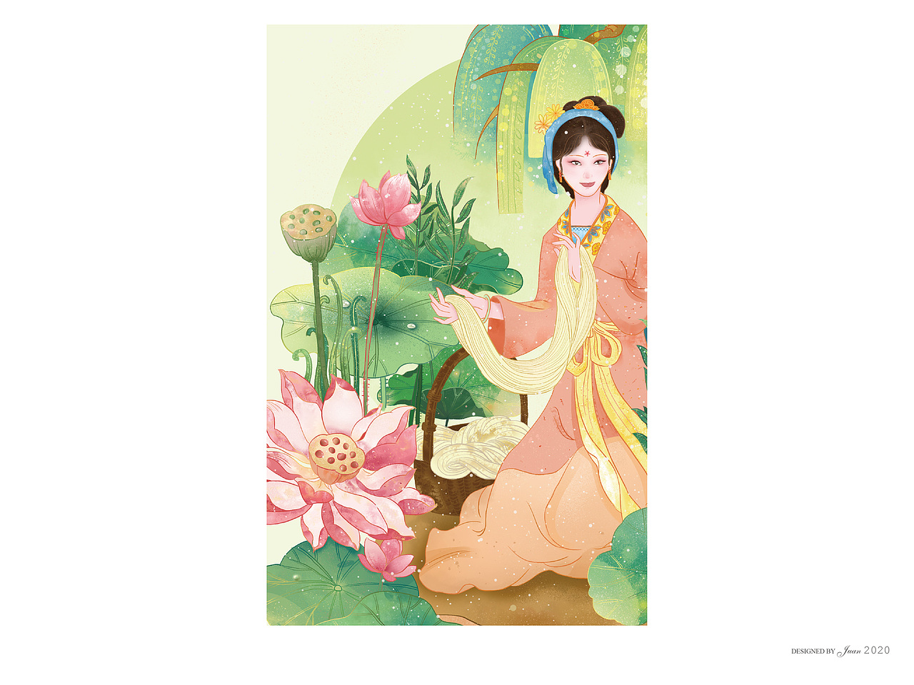 古风插画之四大美女——西施（图ZMjA1ODYzNzQw） - 创作习作 - 站酷设计师尼古拉斯卷卷原创素材 - 站酷ZCOOL