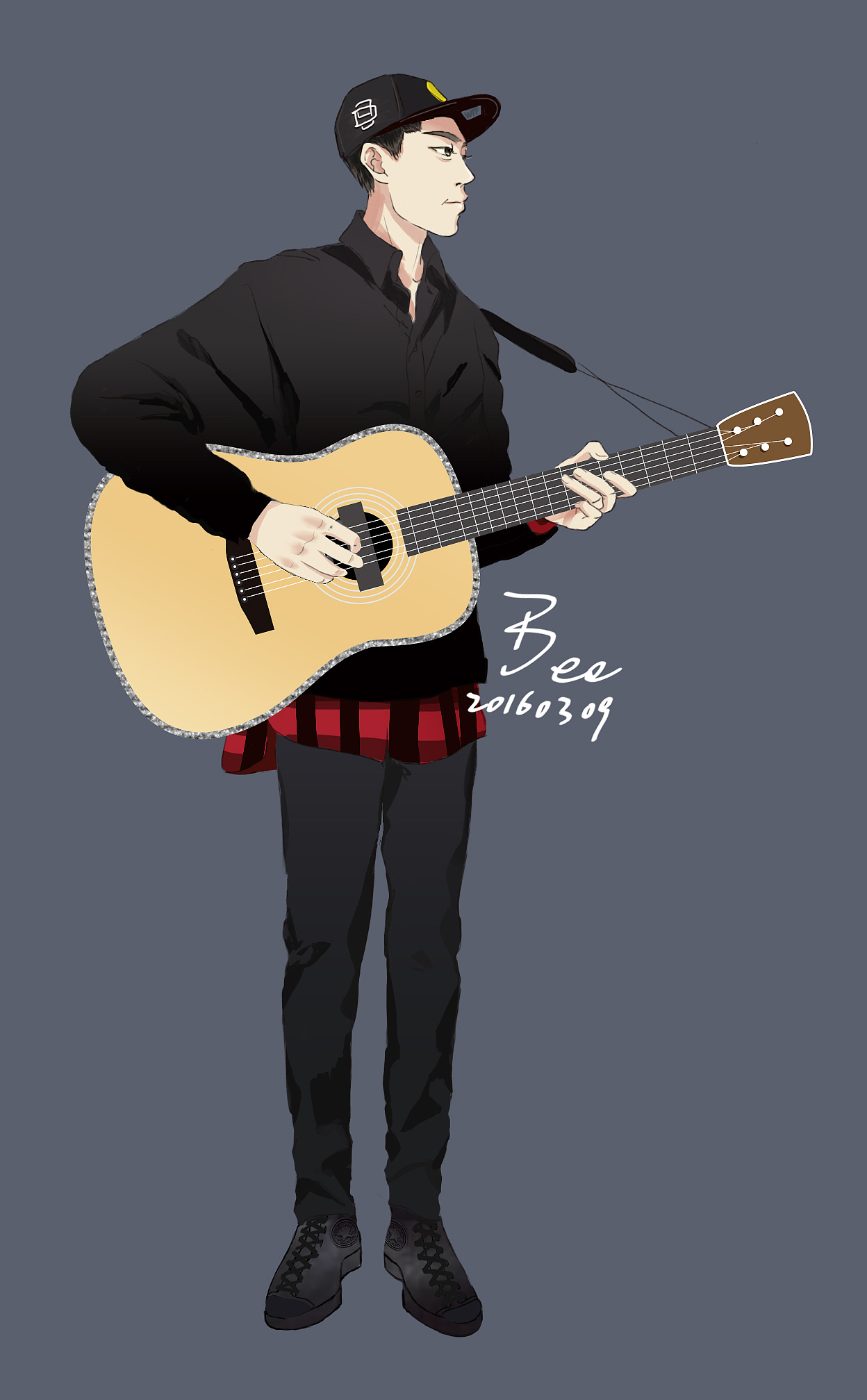 一名俊俏的吉他手