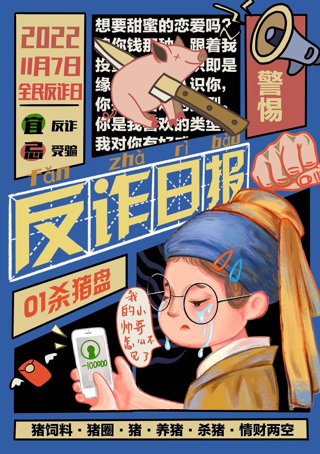 反诈公益海报之名画系列