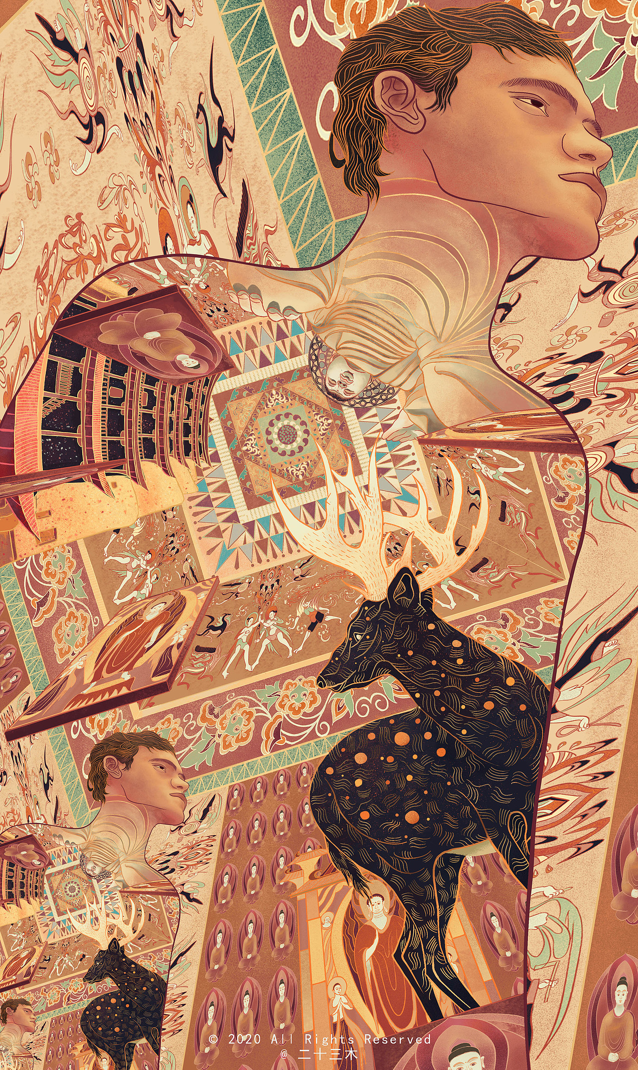 佛说九色鹿经（图ZMjA2MTE0ODY4） - 商业插画 - 站酷设计师二十三木原创素材 - 站酷ZCOOL