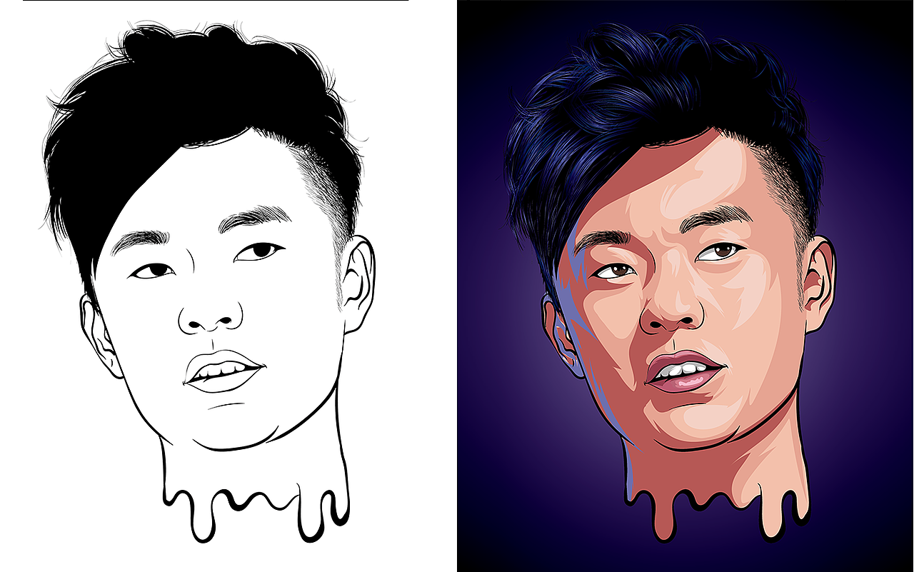 手绘AI矢量插画头像,近期练习作品,请多赐教!