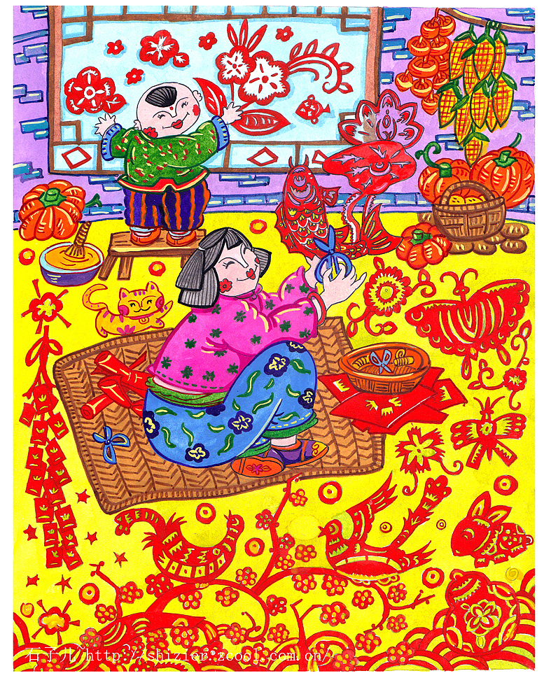 手绘民俗绘本~兜兜飞~（图ZMjIwMzc5OTY=） - 儿童插画 - 站酷设计师石子儿绘本工作室原创素材 - 站酷ZCOOL