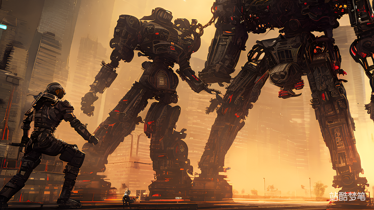 #站酷梦笔#机械战士（图ZMzMxODAxODky） - AI作品 - 站酷设计师君轻笑原创素材 - 站酷ZCOOL