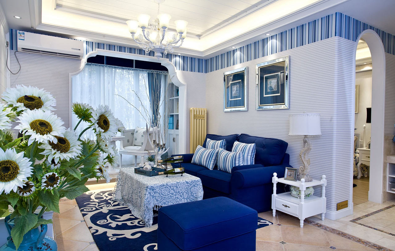 30个宁静放松的蓝色系客厅装修设计 - 设计之家