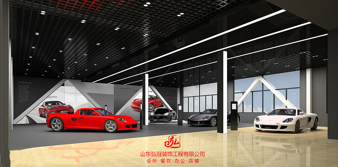 山东淄博4s店车展展厅汽车店铺装修装饰设计施工公司