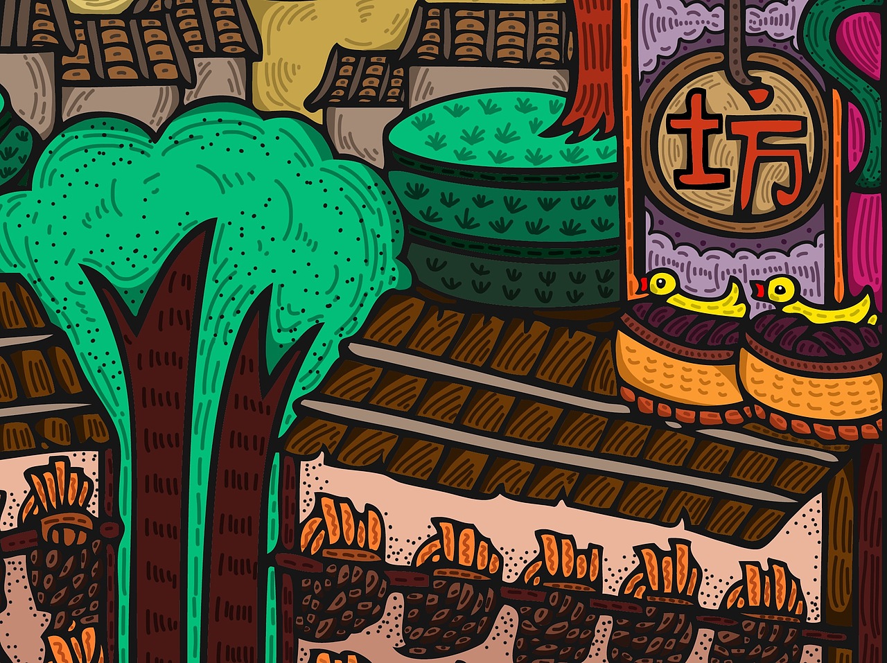 《侗情》（图ZNTkxODgzNTI=） - 艺术插画 - 站酷设计师相信未来相信未来原创素材 - 站酷ZCOOL
