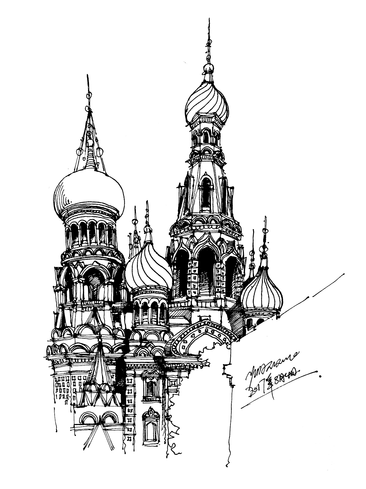 发一波近期钢笔手绘建筑作品|插画|创作习作|白鹿猿_原创作品-站酷