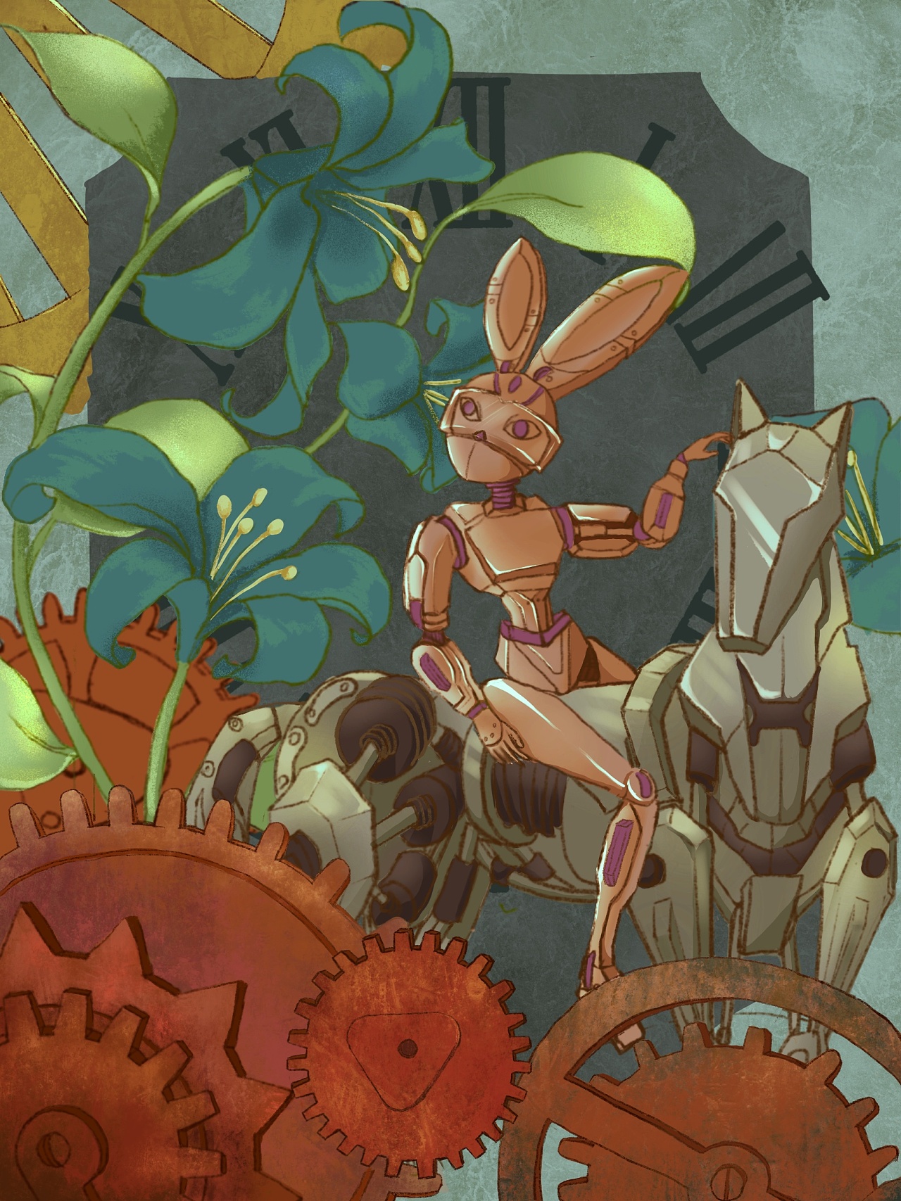 有坚强肱二头肌的兔子