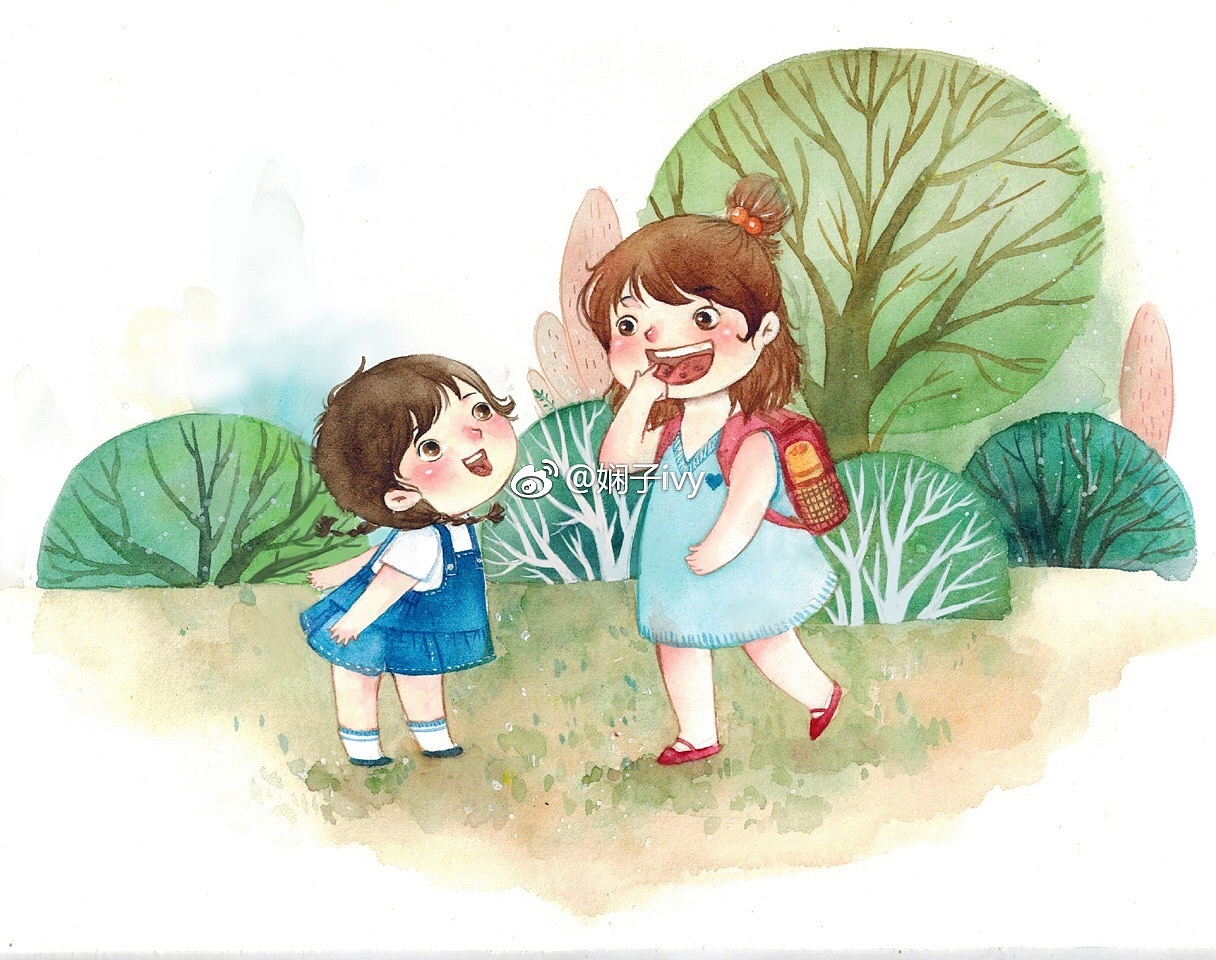 都爱吃海苔,星星和幸幸是一对小姐妹,她们最爱吃海苔北京/插画师/4年