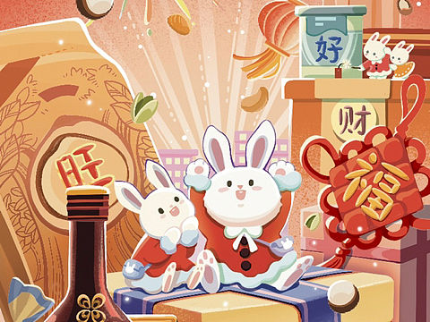 小红书X天猫 2023新年插画