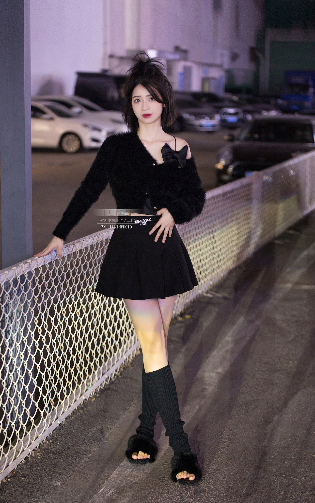 夜景写真 甜酷 夜景人像 黑色单一却不单调!