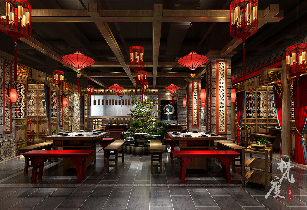 中式火锅店餐饮装修/火锅设计装修/餐饮装修·梵度