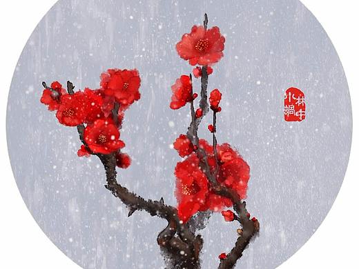 红梅傲雪