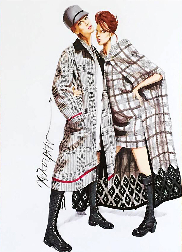 成衣服装街拍风格手绘