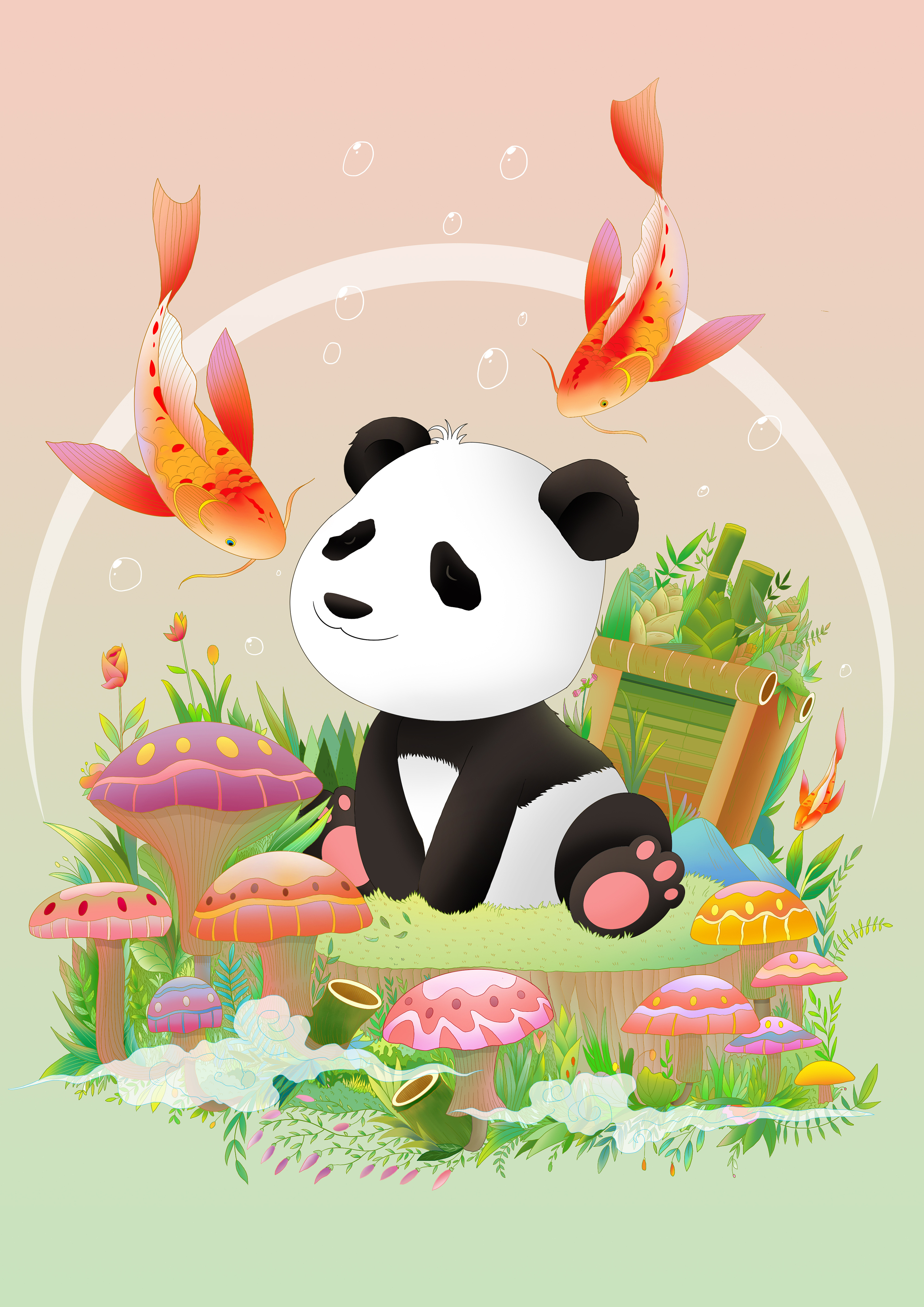 熊猫锦鲤|插画|商业插画|罗少玲 - 原创作品 - 站酷 (zcool)