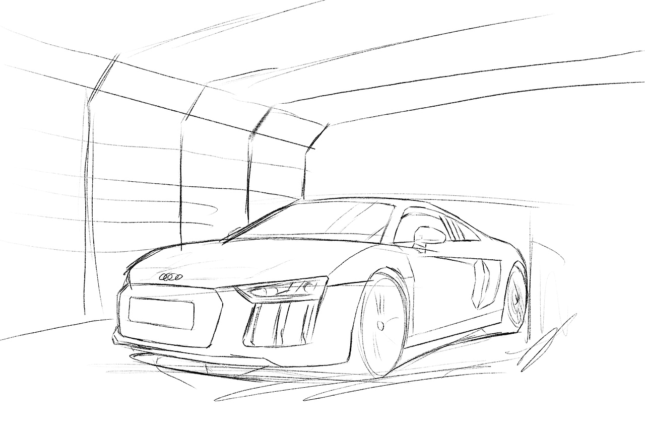 汽车手绘 奥迪r8|插画|创作习作|拿画笔的ape_原创作品-站酷zcool