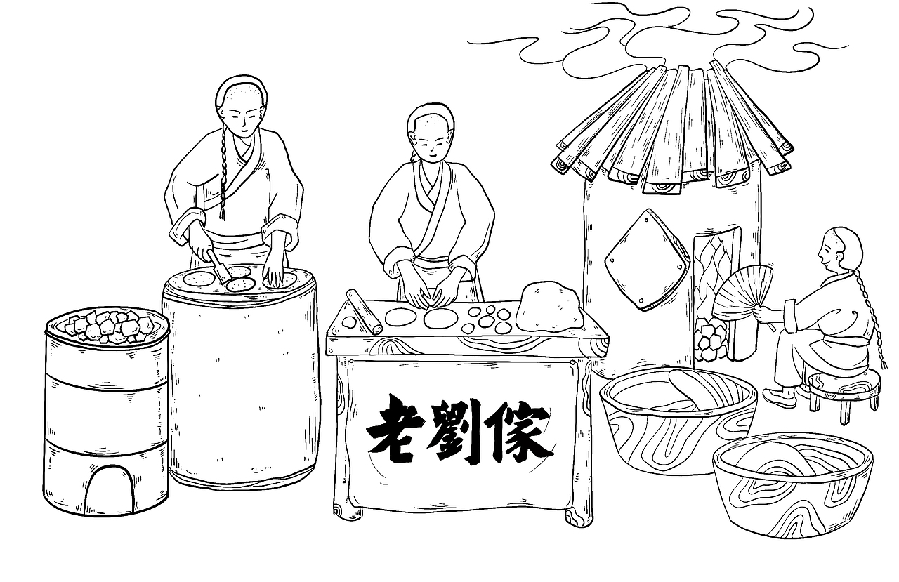 熏肉大饼插画包装设计
