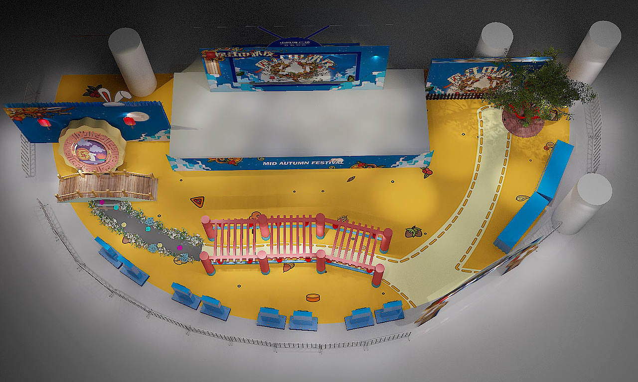 中秋节商场氛围布置/3D建模/插画风格/月兔灯笼（图ZNTY0MDQ1OTI=） - 场景 - 站酷设计师sixbears原创素材 - 站酷ZCOOL