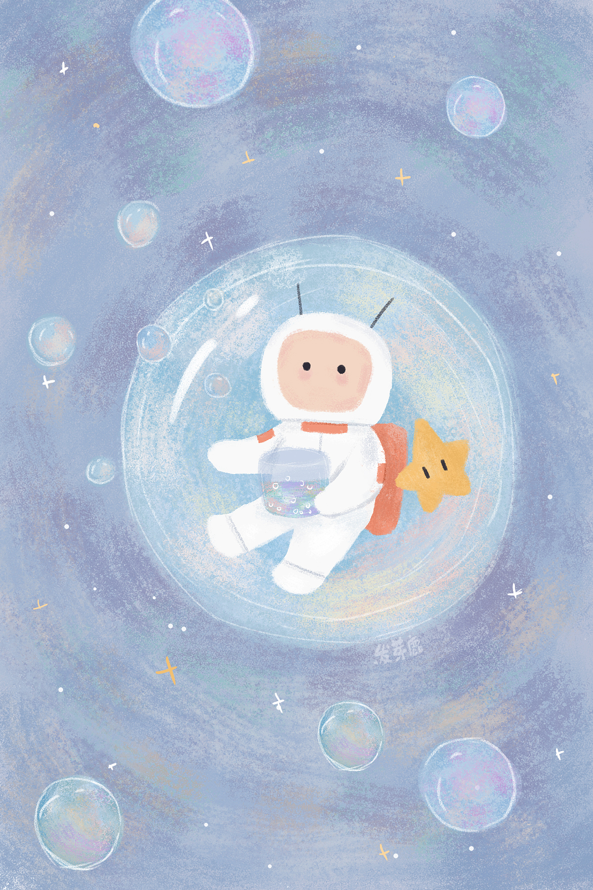 小宇航员的太空旅行（图ZMjE0NDEyMzI0） - 儿童插画 - 站酷设计师发芽鹿原创素材 - 站酷ZCOOL