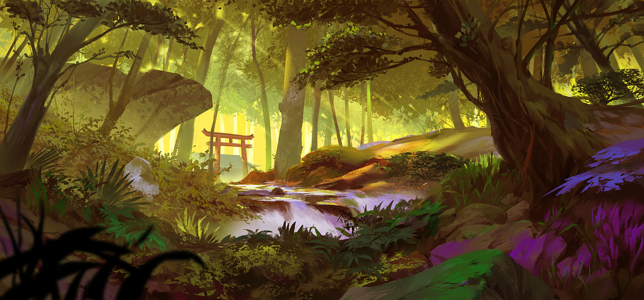 森林(时间变化)|插画|游戏原画|jiahong_lun - 原创作品 - 站酷