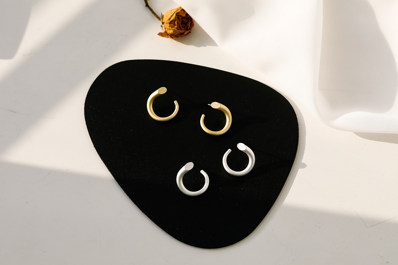 ins风冷淡风银饰品首饰拍摄 静物产品拍摄 耳环耳夹