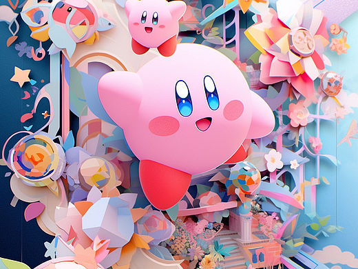 不一样的卡比｜星之卡比｜AIGC 剪纸艺术