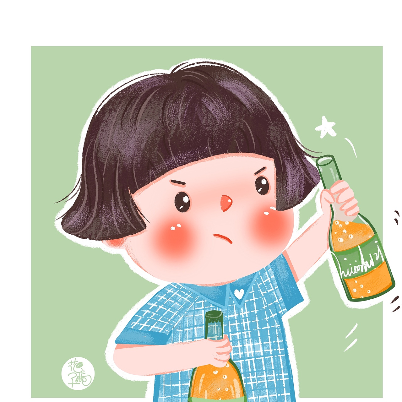 花栀子插画干杯庆祝情侣头像可爱男生女生头像