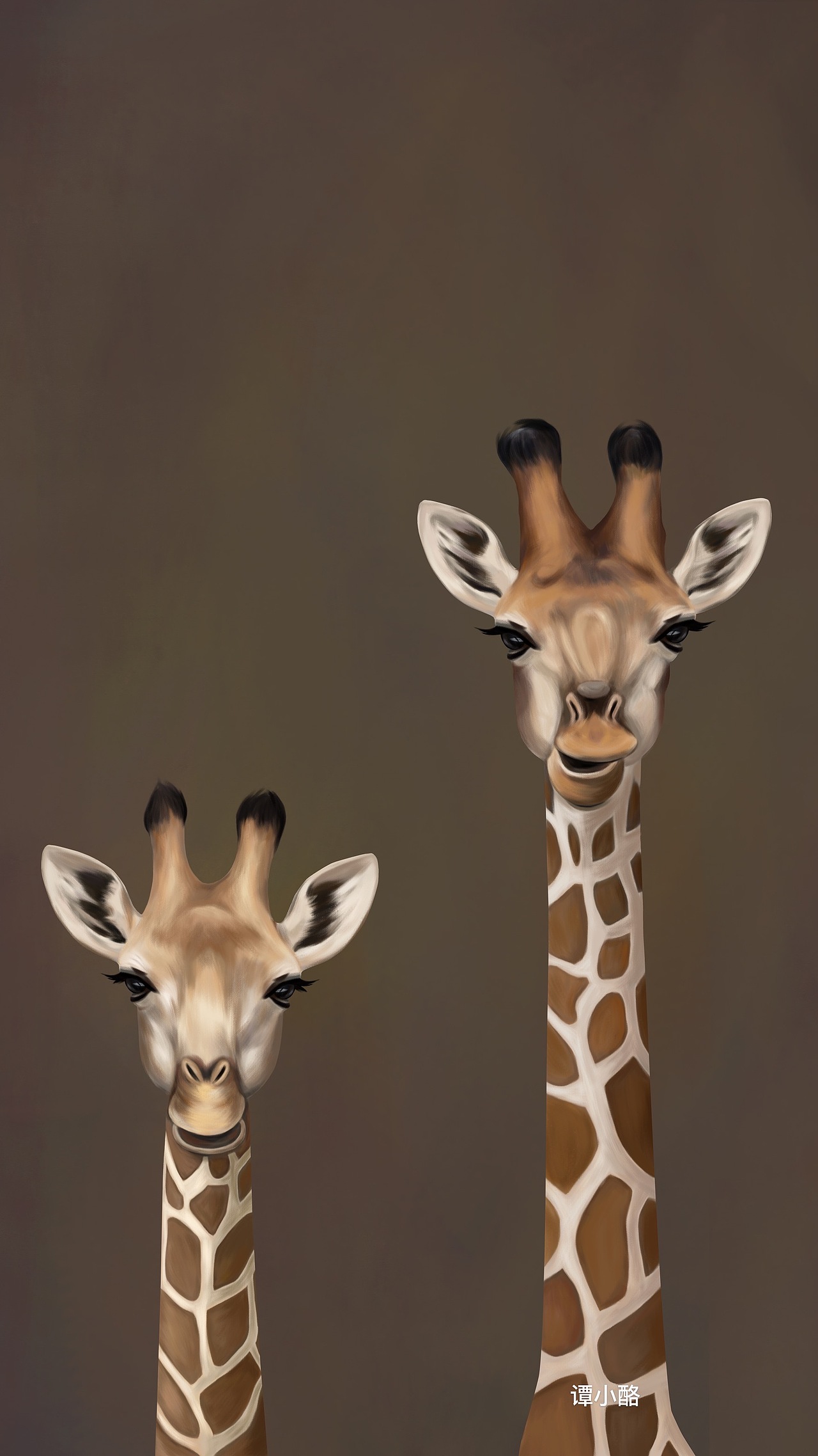 长颈鹿写实绘画