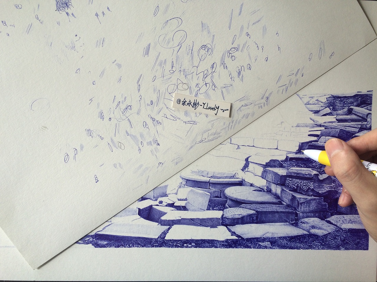 Y_Lovely圆珠笔手绘圆明园遗址（图ZODY2NDg2NzI=） - 绘画 - 站酷设计师Y_Lovely原创素材 - 站酷ZCOOL