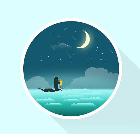 微光场景 扁平场景插画 练习