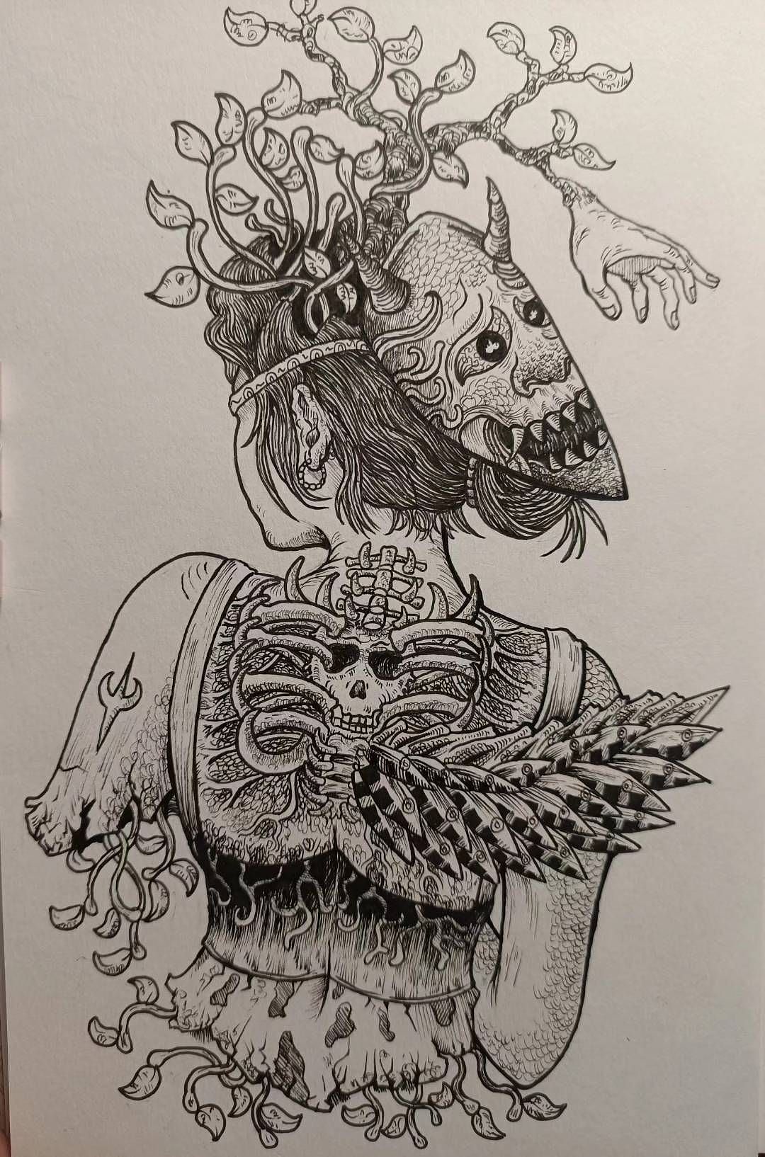 2023年针管笔插画手绘展示《万物生长》（图ZMzM5Nzc1Nzky） - 艺术插画 - 站酷设计师太阳能饼干原创素材 - 站酷ZCOOL