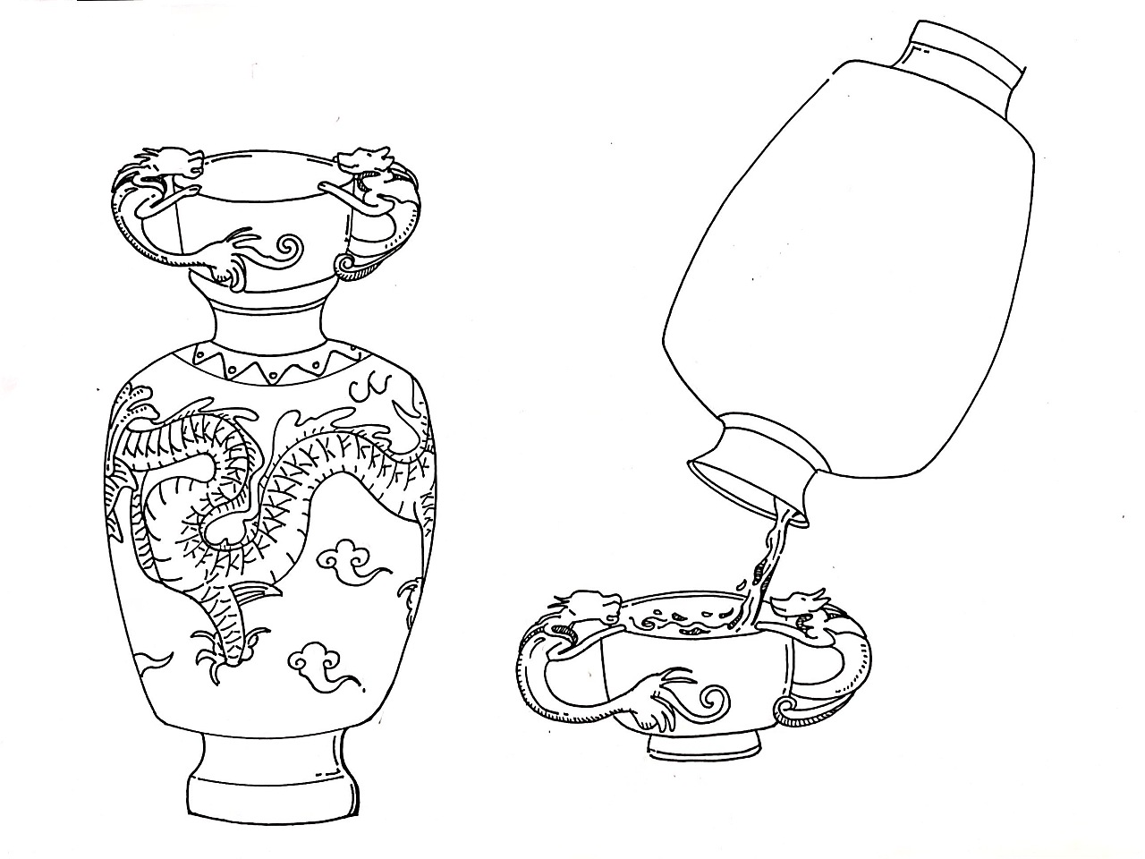 创意产品古风文创水瓶手绘