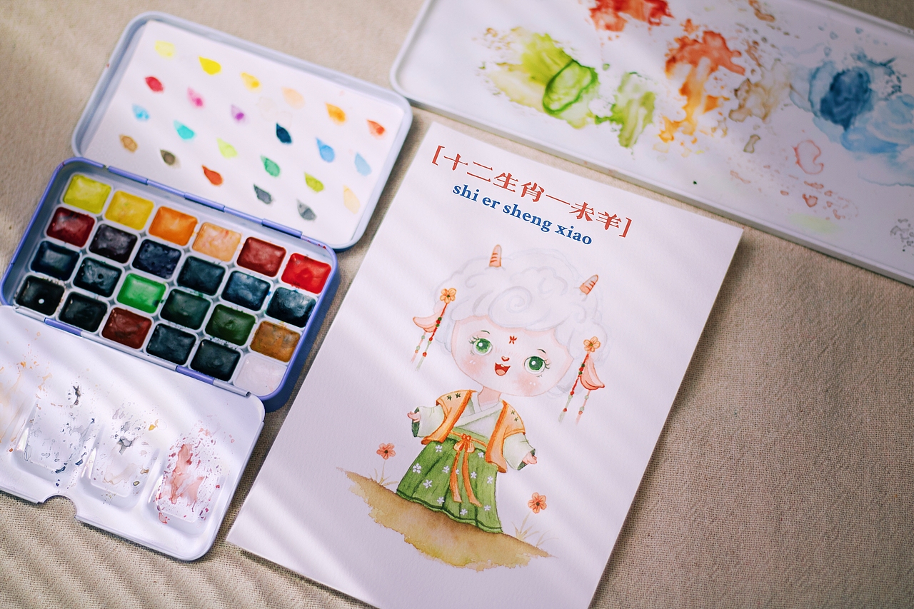 十二生肖复古水彩系列