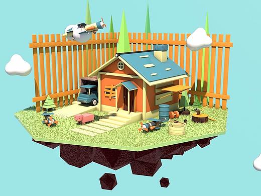 C4D场景建模——天空之城