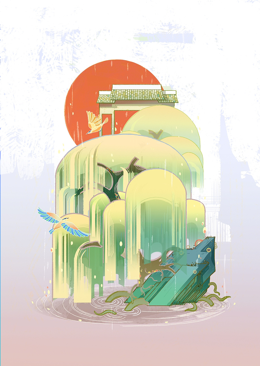 【插画】柳浪闻莺（图ZMzI0NzA3NTc2） - 艺术插画 - 站酷设计师夹带私惑原创素材 - 站酷ZCOOL