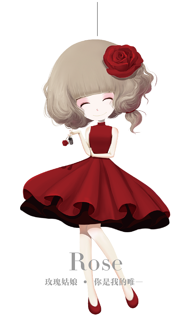 bjd 插画【花花姑娘·倒影】玫瑰姑娘,遇见红衣