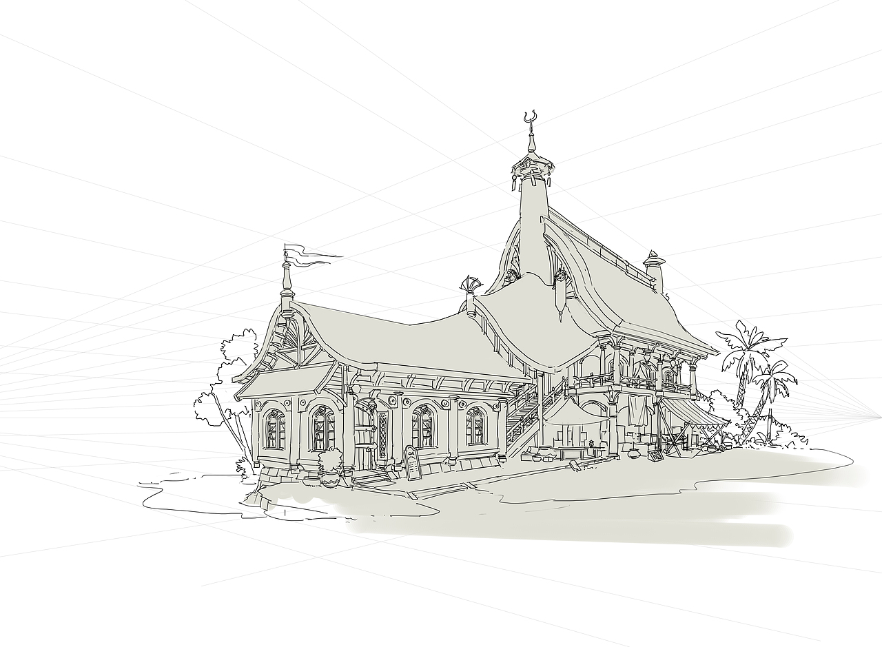 洛克猴（杜震）混合建筑设计课范步骤图（图ZMTE5MjM4NDA0） - 概念设定 - 站酷设计师艺数绘CG原创素材 - 站酷ZCOOL