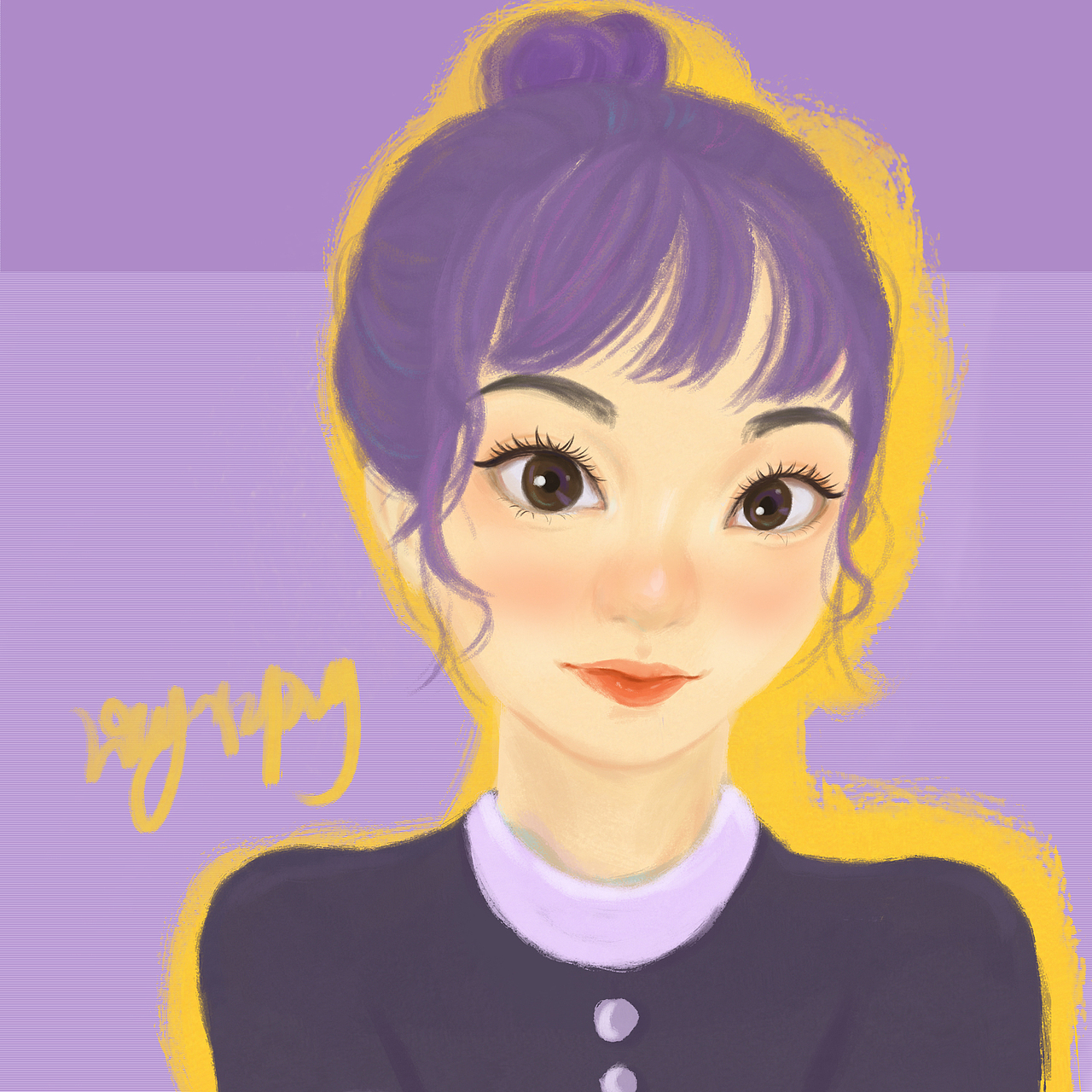 头像创意皮影水彩手绘美女手绘头像《和妹妹》作品信息创作时间2021