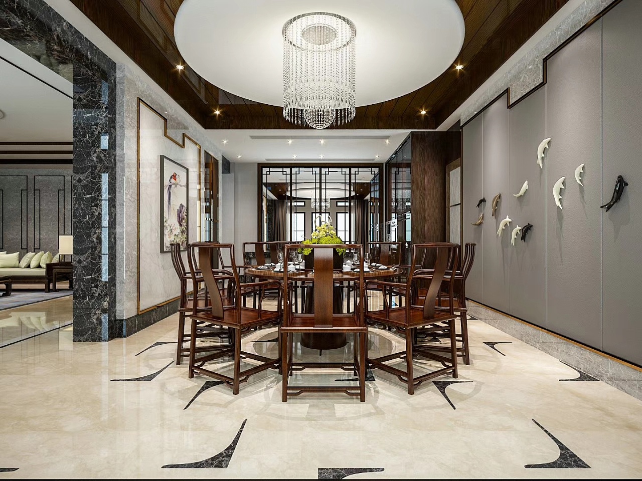 新中式别墅样板间设计,奢华高贵尽显优雅之美