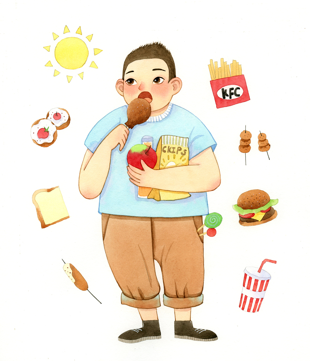 我们班的大胃王|插画|商业插画|大鱼大鱼dayu_原创作品-站酷zcool