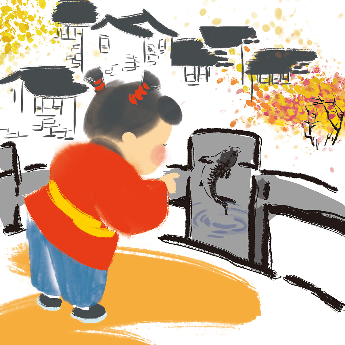 儿童绘本中国风水墨插画（图ZMTEyMjAzMzQ0） - 绘本 - 站酷设计师汉图文化公司原创素材 - 站酷ZCOOL