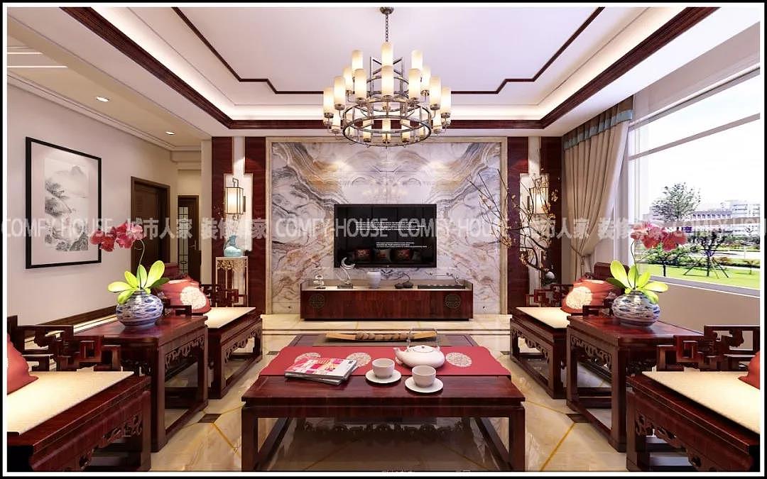 绿城百合紫薇园177平中式风格