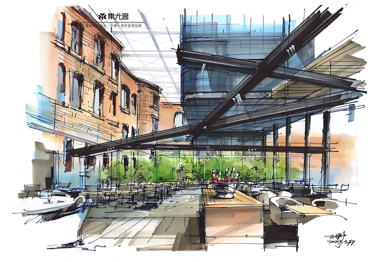 【集尤客作品】孙大野老师多种类型室内空间马克笔表达（图ZMTU1NTAxNzgw） - 家装设计 - 站酷设计师集尤客教育原创素材 - 站酷ZCOOL