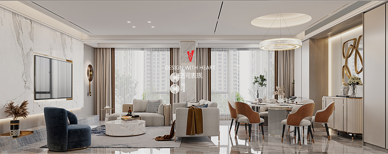 v8空间表现|现代简约家装客厅赏析